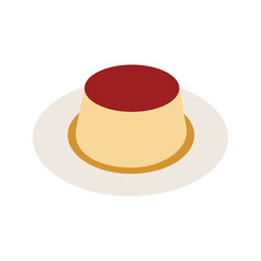  golden-yellow custard dessert, as a crème caramel or flan, topped with a layer of caramel vector illustration