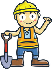 Funny happy mine worker cartoon illustration