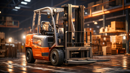 forklift truck in a warehouse