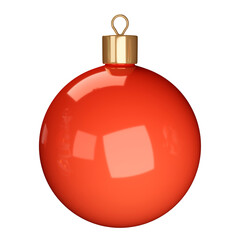 Obraz premium Christmas reg glass ball. 3d realistic render icon. Holiday decoration