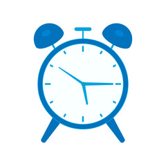 Flat illustration material of a blue alarm clock