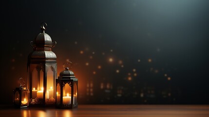 Fototapeta premium Ramadan Kareem Eid Mubarak Old Fashioned Royal Elegant Lamp.