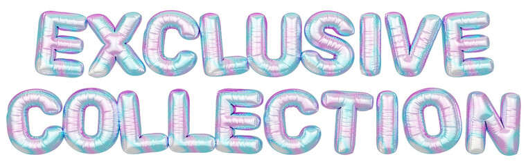 Holographic balloon 3d text. Typography. 3D illustration. Exclusive Collection.