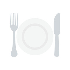 Fork and Knife with Plate silver food table setting emoji illustration vector