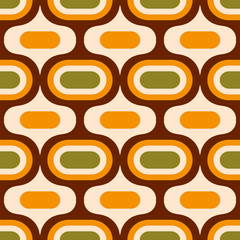 Retro Atomic ogee ovals cream brown pattern
