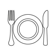 Fork and Knife with Plate silver food table setting emoji illustration vector