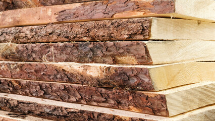  stack of raw boards as sawmill products