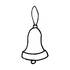 Hand-drawn vector bell icon isolated on a white background.