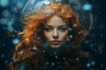 Beautiful fantasy character sorceresss on halloween night water spell ritual generative ai