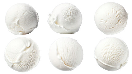 Collection of PNG. Coconut ice cream ball isolated on a transparent background. - obrazy, fototapety, plakaty