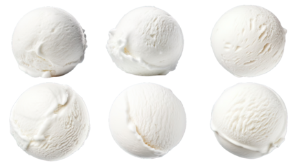 Collection of PNG. Coconut ice cream ball isolated on a transparent background.