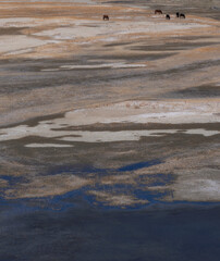 Fototapeta premium Morandi colored Pamir wetland