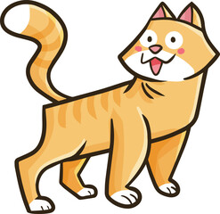 Cool iconic light brown cat laughing cartoon illustration