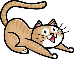 Cute and happy brown cat cartoon illustration