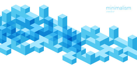 Background of cubes and squares.Isometric abstraction.Geometric lines.Vector illustration.