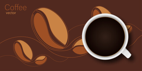 Coffee mug. coffee beans , Cappuccino. Vector illustration.