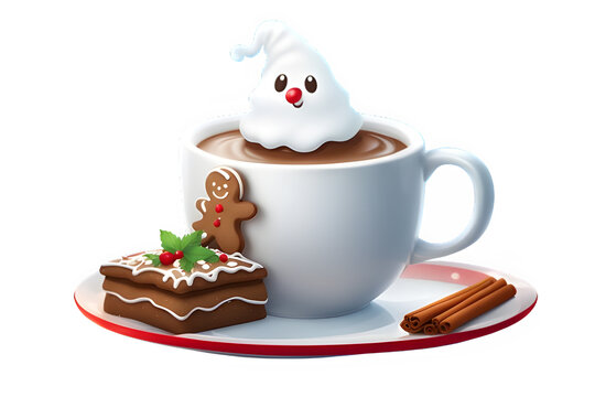 Christmas Hot Chocolate Clipart Graphic.on white background.