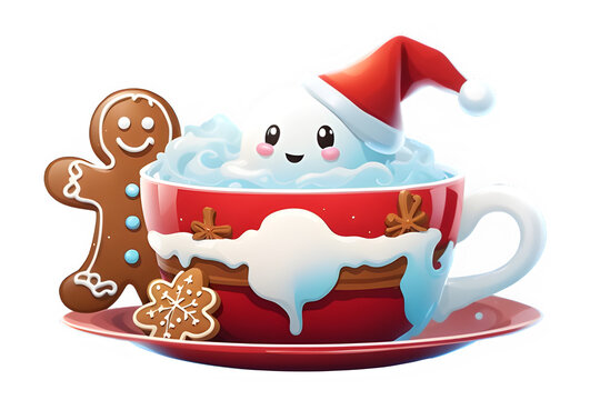 Christmas Hot Chocolate Clipart Graphic.on white background.