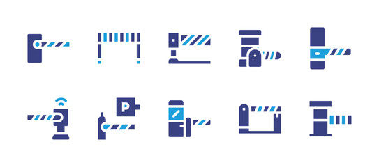 Parking barrier icon set. Duotone color. Vector illustration. Containing parking barrier, toll road, parking, fence, toll, barrier.