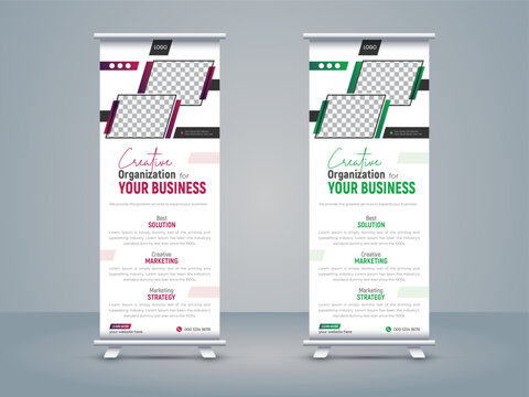 Colorful modern corporate business roll up banner or business advertising signage standee banner template
