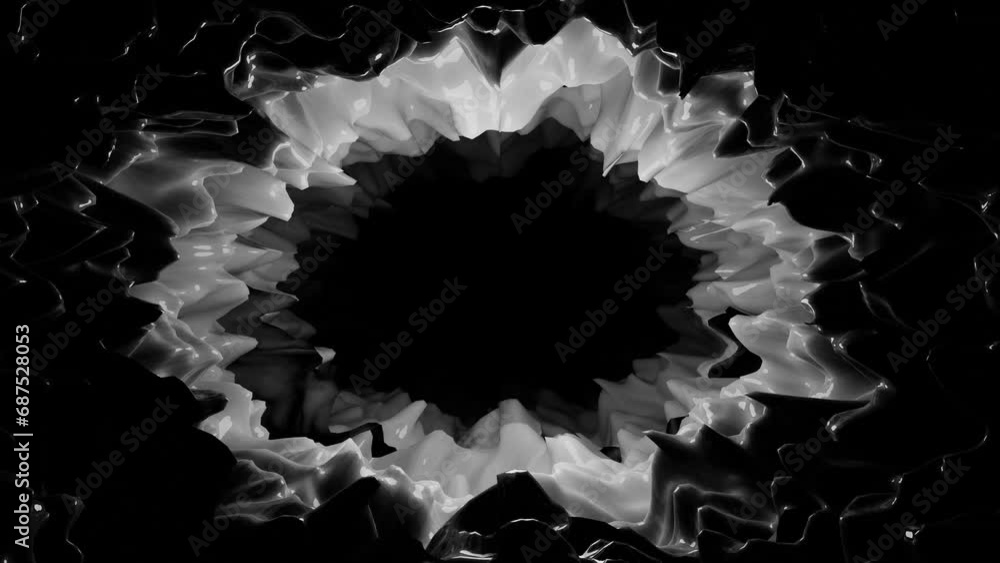 Poster movement through an abstract tunnel. 3d render looped animation