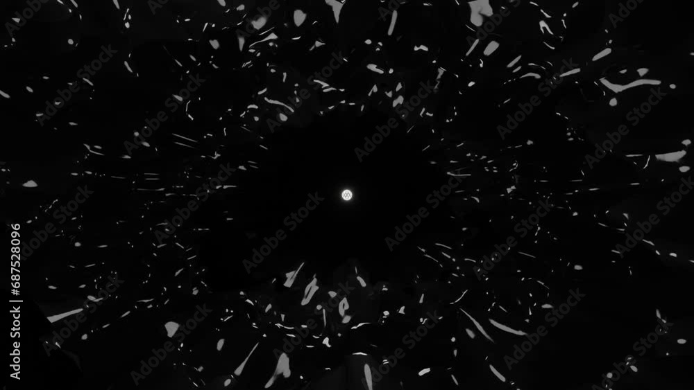 Poster movement through an abstract tunnel. 3d render looped animation
