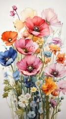 vibrant wildflowers watercolor 