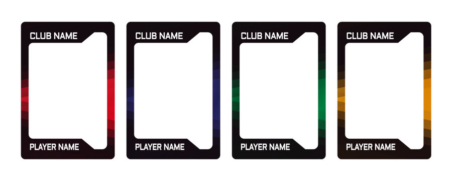 sports and gaming card templates with a combination of solid and black colors 