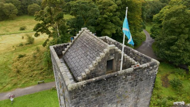 Mugdock Castle Ruins Aerial View, UK
