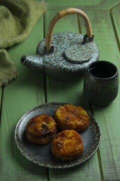 Kukis pisang or fritter banana on the table. This snack from Mando Indonesia.