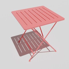 3d rendering two pink coffee table on white background with sunlight.