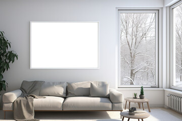 Contemporary Serenity: Light Wooden Frame in a Minimalist Scene