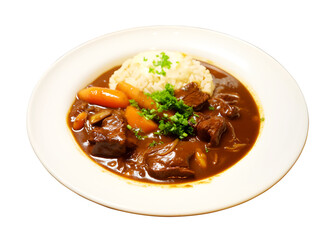 Beef stew rice looks delicious, , PNG file, isolated background.