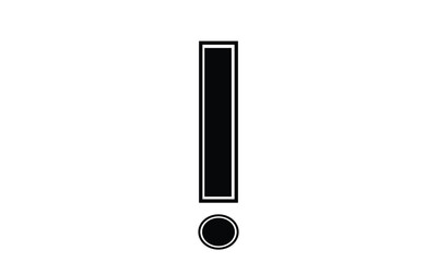 Black exclamation sign vector icon on white background
