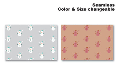 雪だるまをモチーフにした背景パターン、シームレス、グラフィック素材、ベクター