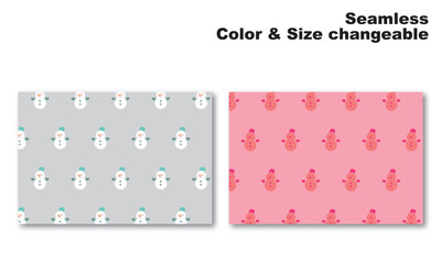 雪だるまをモチーフにした背景パターン、シームレス、グラフィック素材、ベクター