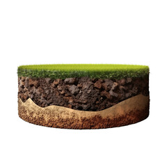 3D illustration of round isometric piece of farm or playground, isolated on transparent background, PNG file