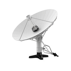 Large satellite dish, 3D rendering, 3D illustration, isolated on transparent background, PNG file