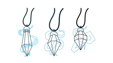 A set of magic crystals. Vector outline illustration.