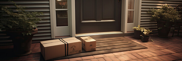 Delivered packages on porch at front door 