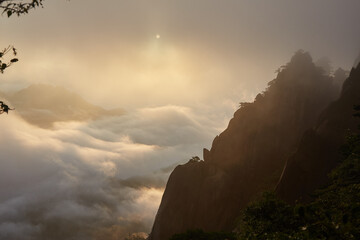 The picturesque granite peaks of Huangshan in Anhui Province, China