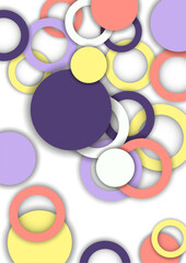 Colorful geometric abstract background. Overlapping colorful circles and rings. Modern elegance, bright fashion background. Brochure and banner template. Vector
