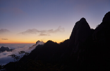 The picturesque granite peaks of Huangshan in Anhui Province, China