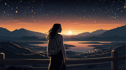 Obraz premium The night sky with the stars' atmosphere 