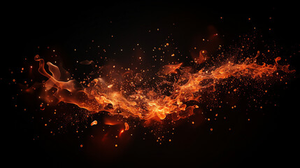Fototapeta na wymiar Captivating Fire Particles Effect: Dynamic Abstract Dust and Debris in Isolation on a Black Background - Vibrant Flames, Glowing Embers, and Explosive Energy.