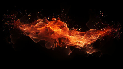 Fototapeta na wymiar Captivating Fire Particles Effect: Dynamic Abstract Dust and Debris in Isolation on a Black Background - Vibrant Flames, Glowing Embers, and Explosive Energy.