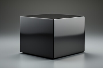 3D cube made of ceramic material, close-up, Quiet Shade - calm dark gray color, empty background