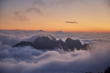 The picturesque granite peaks of Huangshan in Anhui Province, China