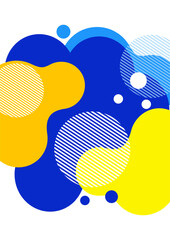 Creative abstract bright background. Smooth liquid, stripes and dots on a white background. Template for prints, posters, flyers. Vector illustration.