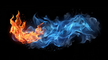 Realistic Blue Fire Flames with Smoke - Captivating PNG Image of a Bonfire, Igniting Passion and Warmth, Perfect for Creative Designs and Artistic Projects. - obrazy, fototapety, plakaty